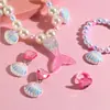 Set de Collar de Sirena para Niños Niñas Concha Pulsera para Niña Joyería de Princesa Bebé Lindo Clip para Oreja Anillo