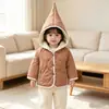 Ropa exterior de bebé forrada de polar para primavera y otoño, ropa infantil para niños y niñas, chaqueta casual acolchada de algodón con capucha para bebé, moda de invierno