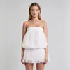 Vestido Tube de Verão Europeu e Americano Cor Sólida Casual Saia Bufante Moda Sexy Saia Curta Transfronteiriço Amazon Moda Feminina