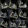 Set de colgante bañado en plata con Buda de calcedonia blanco hielo, Buda Maitreya de ágata blanca, pendientes y anillo de jade, set de tres piezas