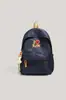 Mochila de Estudiante Bordada con Letras Mochila de Estudiante Simple Casual de Gran Capacidad Versión Coreana Mochila de Estudiante de Color Sólido