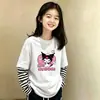 Camiseta base de rayas para niñas, tipo dos piezas, adecuada para niños mayores en primavera y otoño, versátil y elegante, top de algodón puro de manga larga para niños