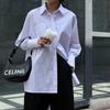 Camisa holgada de perfil grande nueva de primavera diseño estilo Hong Kong apilada para fondo camisa de manga larga para mujer# MD011573-03
