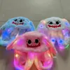 Gorra de felpa con orejas de conejo luminosas para apretar a mano, con bolsa de aire, orejas móviles, gorra de dibujos animados para padres e hijos