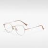 T23820 Estilo celebridad de internet retro artístico ligero semi-titanio gafas lisas montura ovalada moderna gafas ópticas con miopía