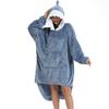 Roupa de Casa com Capuz em Flanela Dupla Face em Forma de Tubarão Azul Transfronteiriço Suéter com Capuz Casual para Relaxar