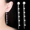 Pendientes Doudou bañados en plata para mujer, estilo coreano, con borlas, elegantes, largos, con perla en la parte posterior, sencillos.