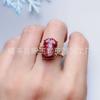 Anillo Ajustable de Cinabrio Natural con Tamaño Ajustable, con un Diseño de una Flor de Riqueza en Flor y una Bolsa de Bendición de Salud, Cobre Chapado en Plata 925, Nuevo Modelo