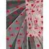 Vestido de Malla Blanca con Corazones de Terciopelo Falda Abullonada Accesorios de Ropa Hecho a Mano DIY Vestido Ropa para Muñecas Tela