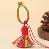 Fivela de Argola Colorida em Degradê Chaveiro de Franja Curto e Robusto Estilo Xizang Pingente Charme para Mochila Acessório para Corrente de Celular Venda por Atacado