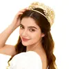 Diadema de Hoja de Perla Europea y Americana de Venta Caliente Transfronteriza Diadema de Hoja Barroca Dorada para Mujeres