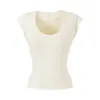 Cor Sólida Estilo Garota Picante Simples Gola U Manga Curta Ajuste ao Corpo Cintura Marcada Emagrecedor Camisa Básica Ombro Normal Camiseta Curta Manga Flare para Mulheres Verão
