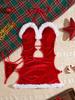 Roupa Íntima Sexy de Hua Ying Camisola de Veludo de Natal Coelho Papel Feminino Lang Plays Decote Halter Uniforme Vazado 724
