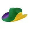 Sombrero de Vaquero Occidental de Fieltro Imitación Transfronterizo con Ala Curvada, Sombrero de Vaquero de Estilo Nacional Personalizado en Colores de Bandera, Vaquero de Fieltro Versátil