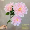 Flor de Seda Hibisco Peônia Simulada de 3 Cabeças, Decoração Estilo Chinês para Sala de Estar em Casa, Material de Flor para Salão de Casamento, Adereços de Fotografia, Flor Artificial