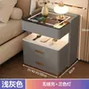 Mesita de noche inteligente para uso en dormitorio, multifuncional, flotante, de lujo ligero, diseño simple, con cerradura de contraseña por huella dactilar