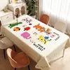 Toalha de Mesa Desenho Animado, Sem Lavagem, Impermeável, À Prova de Óleo, Resistente ao Calor, Estilo Dopamina Creme, Toalha de Mesa Retangular, Protetor de Mesa, Chá