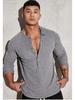 Código europeo 2025 comercio exterior transfronterizo para hombre primavera y otoño deportes fitness ocio cuello alto elástico color sólido manga larga cuello en V POLO