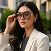 Gafas de Sol Versátiles de Personalidad Europea y Americana con Nudo de Cuerda, Montura Cuadrada, Doble Puente, Moda para Vacaciones, Protección Solar, Conducción al Aire Libre, Gafas de Sol Transfronterizas