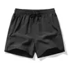 Pantalones cortos deportivos de tres puntos para hombre con abertura de seda helada, pantalones de ocio para fitness, secado rápido, atletismo para mujer, maratón