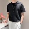 Fw331 Verão 2024 Novo Estilo Camiseta Rasgada de Manga Curta com Gola Redonda, Estilo Social Boy, Respirável, Fina, Solta e Tendência