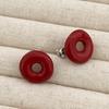 Pendientes de esmalte rojo hueco con forma de donut, de plata 925, con forma de aguja, estilo retro, ligeros y de lujo, de gran sentido, redondos.
