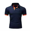 Venta al por mayor de fábrica comercio exterior para hombre cuello mao manga corta casual algodón polo moda multicolor corte ajustado camisa publicitaria