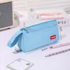 Estojo de Lápis de Tecido Oxford de Camada Dupla, Estojo Simples de Grande Capacidade com Zíper Duplo, Bolsa de Papelaria Portátil com Zíper para Alunos do Ensino Fundamental, em Estoque