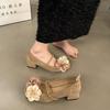 Sapatilhas Camélia Ballet Estilo Suave com Saia Salto Grosso para Mulheres 2025 Nova Primavera Sapatos Mary Jane Boca Rasa Franceses