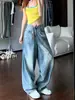 Jeans de Cintura Alta con Diseño de Chica Picante Retro Americano para Mujer, Moda de Verano, Pantalones Largos Desgastados Rotos