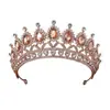 Elegante Corona Barroca con Oro Rosa y Cristales Rosas Tiara de Novia Diadema de Aleación con Pedrería para Bodas Fiestas y Eventos Especiales Diseño de Alta Gama para Novias y Artistas