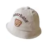 Chapéu de bebê outono chapéu de pescador fofo super fofo urso bebê primavera e outono veludo cotelê masculino e feminino chapéu de bacia de bebê inverno