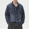 Ropa para Hombre Fengshe / Camisa de Mezclilla Retro Americana Manga Larga Ajuste Holgado para Hombre Camisa Casual de Lujo Ligero Estilo Old Money
