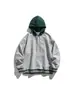 Rumeng 2025 Nueva Sudadera con Capucha y Chaqueta Falsa de Dos Piezas en Color Contrastante para Hombres y Mujeres Casual Holgada de Marca Moderna Sudadera Pesada