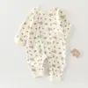 Macacão de bebê para primavera e outono, roupas para recém-nascidos de meninos e meninas, macacão de algodão puro estilo outono, pijama, conjunto de outono para bebê
