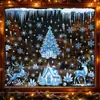 Decoraciones navideñas, nieve y hielo cálidos de invierno, renos, pegatinas de vidrio de Santa Claus, muñeco de nieve, pegatinas electrostáticas de árbol de Navidad