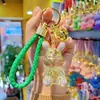 Llavero de resina con forma de conejo de cristal y diamantes de imitación, bonito y creativo llavero para coche, accesorio para bolso de mujer, regalo.