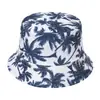 Comercio electrónico transfronterizo sombrero de cuenca de doble cara con estampado de palmera sombrero de sol de verano para viajes al aire libre sombrero de pescador