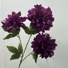 Flores Artificiales para Boda, 3 Flores Grandes de Dalia, Orquídeas Moradas, Crisantemos, Decoración de Arreglo Floral para Pasillo de Salón de Bodas de Hotel, Ramo