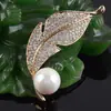 Broche de hoja de perla de alta gama coreano Youzun para abrigo de mujer, accesorio, corsage de flor