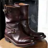 2026 Comércio Exterior Europeu Fivela de Fundo Plano Bico Redondo Chelsea Botas Masculinas de Couro Venda Direta da Fábrica