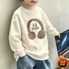 Moletom infantil da moda, estiloso e legal, com forro de fleece, novo para primavera, outono e inverno, cor degradê, moderno para meninos mais velhos, gola redonda