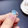 Anillo Topacio Azul Cielo Corte Imitación Explosiones Vivas Fuegos Artificiales Naturales Super Flash 2 quilates Anillo de Apertura Seiko