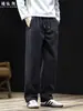 "Mezcla de Lana" Pantalones Casuales Rectos de Peso Pesado para Hombre Primavera Otoño Lujo Ligero Estilo Old Money Pantalones Largos con Cordón Holgados Tallas Grandes