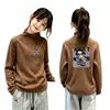 Blusa de base para meninas outono e inverno média e grande crianças meninas bebê roupa íntima gola alta estilosa infantil quente top t