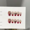 Uñas Vestibles Puramente Hechas a Mano, Uñas Manicura Cortas Sexy Rojas Francesas de Gama Alta Kt, Parches Lindos de Uñas Postizas