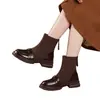 Botas de Suela Gruesa para Mujer 2026 Otoño/Invierno Nuevas Botas Tipo Calcetín Elásticas Ajustadas de Estilo Británico con Forro de Felpa Tacón Plano Botines Elegantes para Mujer