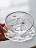 Taza de Té Martillada de Vidrio Estilo Japonés Kung Fu Taza de Té Juego de Té Taza para Té Sake con Platillo Café Vino Blanco Taza Sombrero de Bambú