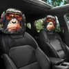 Funda de Reposacabezas para Coche con Estampado de Calavera Negra de Comercio Exterior Transfronterizo, Estilo Elástico Universal, Funda de Reposacabezas para Coche Original y Divertida