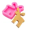Molde de silicona para bolígrafo simple de alce, tema navideño, vela de aromaterapia, jabón hecho a mano, molde de yeso, molde para pudín y chocolate